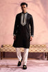 SHRESTHA BY VASTRAMAY Men's Black Silk Machine Embroidered Kurta